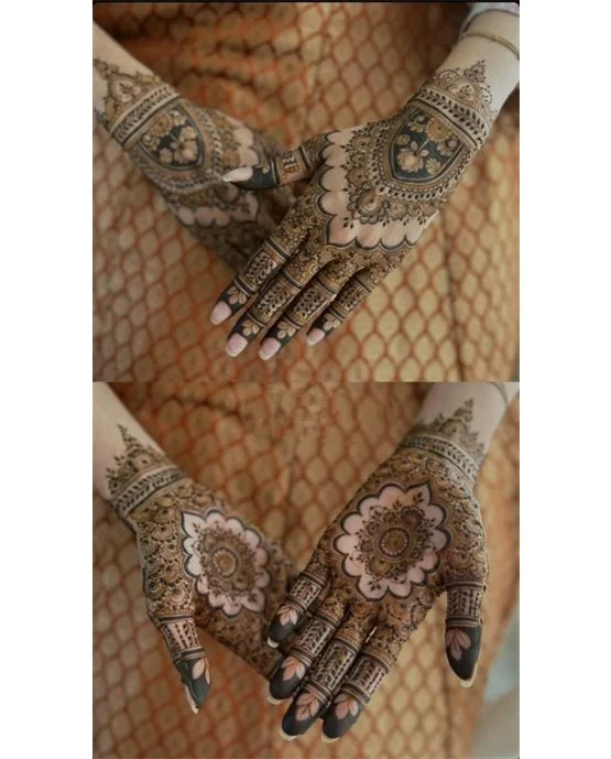Glamorous Geometric Back Hand Mehndi Design Style